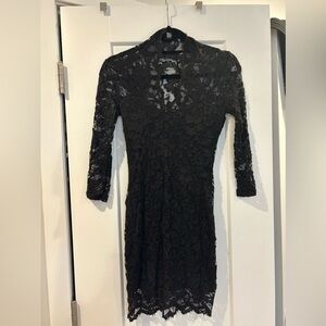 Asos Black Lace Low V Formal Sheath Dress Size 6 Holiday